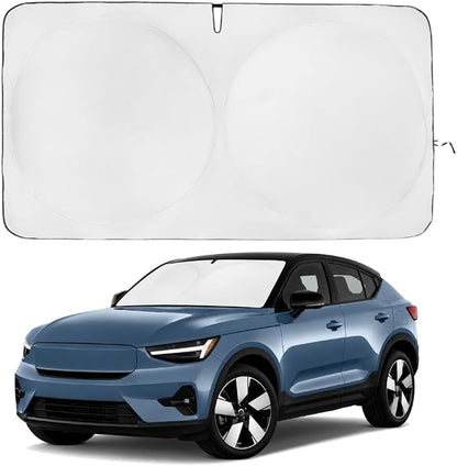 Windshield Sun Shade | Compatible for Volvo C40 Recharge 2022-2025 | Certified 99.87% UVB & 99.02% UVA Car Sun Shade. Award Winning Sunshade - Patented Technology | Car Shades by Kinder Fluff