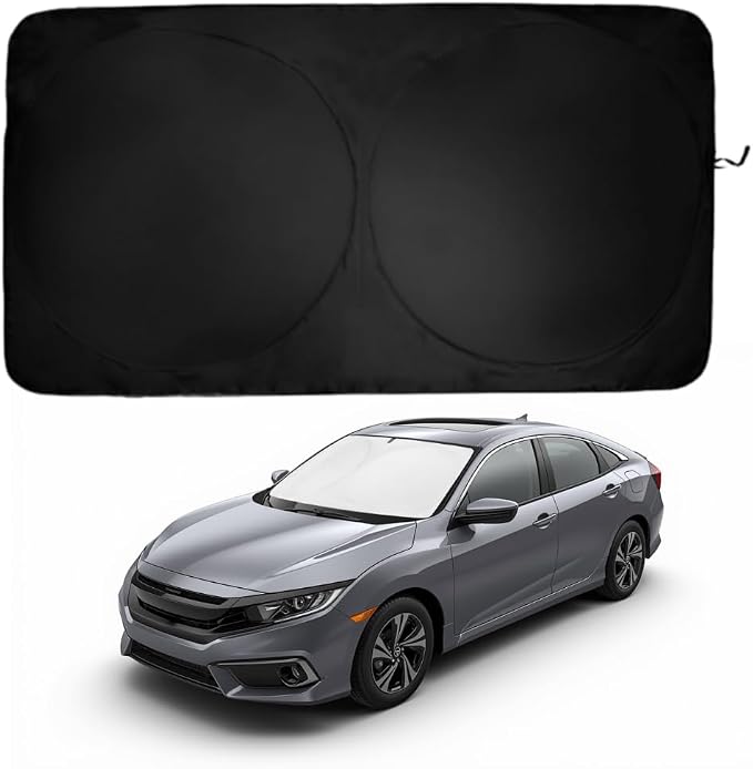 Windshield Sun Shade | Compatible for Honda Civic (2016-2022) | Certified 99.87% UVB & 99.02% UVA Car Sun Shade. Award Winning Sunshade - Patented Technology | Car Shades by Kinder Fluff