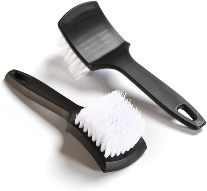 Tire Brush, Black Stiff Bristle Wheel Cleaning Brush, Car Carpet Brush, Detail Brush (White)