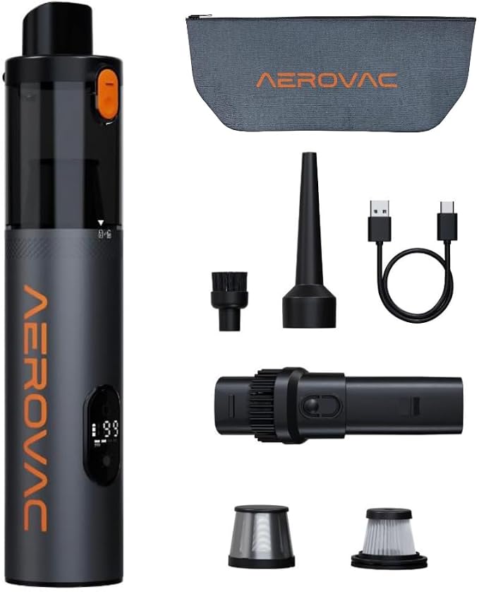 V-15 Pro, Portable Car Vacuum Cleaner, Handheld, HEPA Filter, Rechargeable, Cordless, 16000PA Suction Power, 562g, 0.15L Capacity, with LED Display