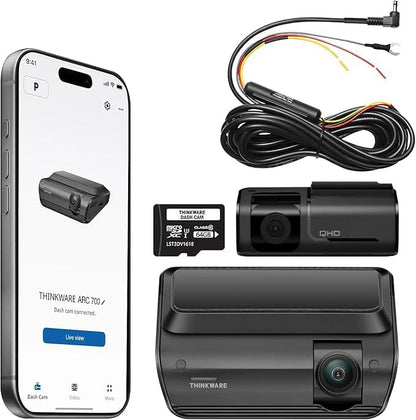 THINKWARE ARC700 4K Dash Cam, 4K Front & 2K Rear Dual HDR, Radar Parking Mode for Saves Power, Super Night Vision with Sony STARVIS for Clear Night & Plate Capture, 5GHz Wi-Fi, Free Hardwire Kit &64GB