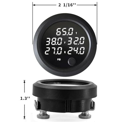 New Upgrade 12V/24V Five Pressure Air Pressure Gauge 2Inch(52mm) 0-232PSI with 5Pcs 1/8NPT Sensors and 16.5ft (5M) Sensor Cable LED White