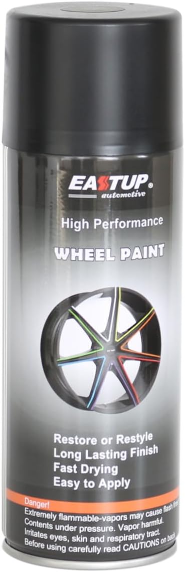 EASTUP Premium Matte Black Acrylic Enamel Wheel Paint - Brilliant Finish, High Durability, Fade-resistant, Quick Drying Rim Coating Spray Paint.