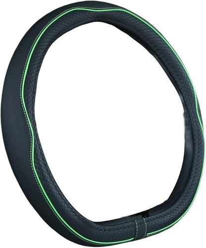 Mayco Bell Flat Bottom Steering Wheel Cover Anti-Slip,Safety,Soft,Breathable,Durable,Full Surround,Comfortable Grip Microfiber Leather (D Shape, Green)