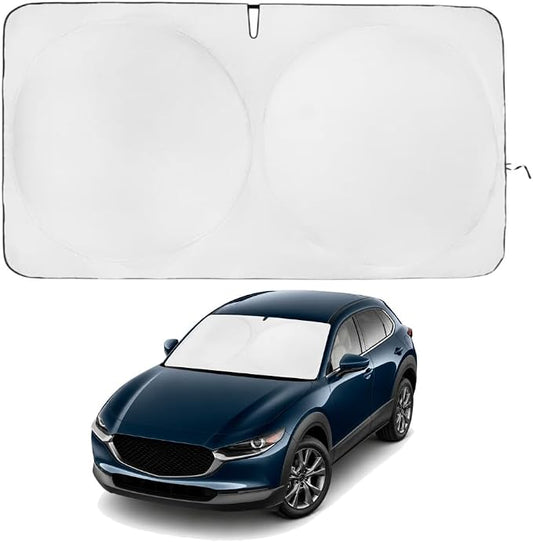 Windshield Sun Shade | Compatible for Mazda CX-30 2019-Present | Certified 99.87% UVB & 99.02% UVA Car Sun Shade. Award Winning Sunshade - Patented Technology | Car Shades by Kinder Fluff