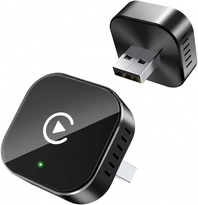 2 in 1 CarPlay Adapter for VW ID.3 2021 2022 2023 2024, CarPlay Wireless Adapter with Auto Reconnect Fast Pairing Bluetooth Connection Compact USB Dongle,B/Black-Side Heat Dissipation