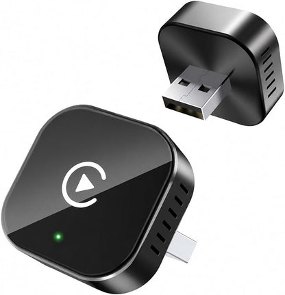 2 in 1 CarPlay Adapter for Skoda Fabia Scala Kamiq, CarPlay Wireless Adapter with Auto Reconnect Fast Pairing Bluetooth Connection Compact USB Dongle,B/Black-Side Heat Dissipation