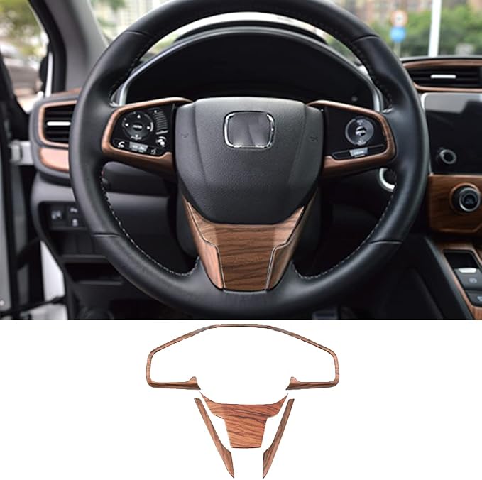 15PCS Full Interior Decoration Covers Center Consoles Instrument Panel Dashboard Trims Central Side Air Outlet Steering Wheel Moulding Trim Kits For Honda CRV 2017-2021 Peach Wood