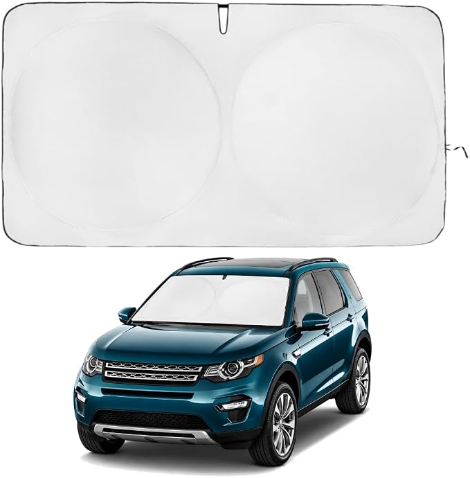 Windshield Sun Shade | Compatible for Land Rover Discovery Sport (2014-2019) | Certified 99.87% UVB & 99.02% UVA Car Sun Shade. Award Winning Sunshade -Patented Technology | Car Shades by Kinder Fluff