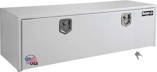 Buyers Products 1702417 Steel Underbody Truck Box, 18x 18x 66 Inch, Job Site Box, Utility Tool Box, Heavy Duty Storage and Organizer, Lockable T-Handle Latch, White
