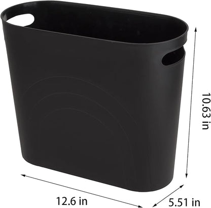 zoocatia Small Trash Can Garbage Can Container Bin with Handles 3 Gallons Plastic Wastebasket for Bathrooom, Bedroom, Office, Kitchen, Laundry Room, Dorm Room - Black