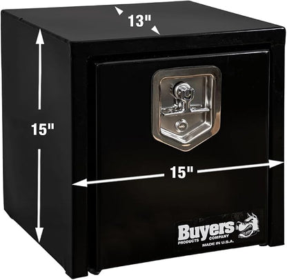 Buyers Products 1703320 Black Steel Underbody Truck Tool Box – 15 x 13 x 15 Inch - Truck Bed & Underbelly RV Storage Box, Locking T-Latch, Weather-Resistant, Heavy-Duty Flatbed Job Box, Made in USA