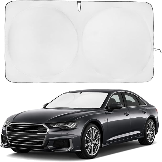 Windshield Sun Shade | Compatible for Audi A6 2019-Present | Certified 99.87% UVB & 99.02% UVA Car Sun Shade. Award Winning Sunshade - Patented Technology | Car Shades by Kinder Fluff