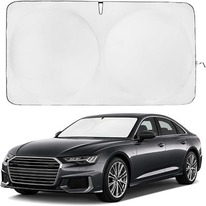 Windshield Sun Shade | Compatible for Audi A6 2019-Present | Certified 99.87% UVB & 99.02% UVA Car Sun Shade. Award Winning Sunshade - Patented Technology | Car Shades by Kinder Fluff