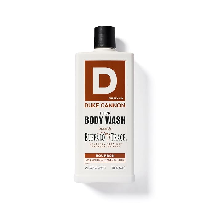 Duke Cannon Supply Co. Thick High Viscosity Body Wash - 3X Thicker, Cleansing Shower and Bath Gel, Mineral-Enriched Body Wash for Men - Big American Bourbon - Mens Body Scrub - Bourbon (18 oz)