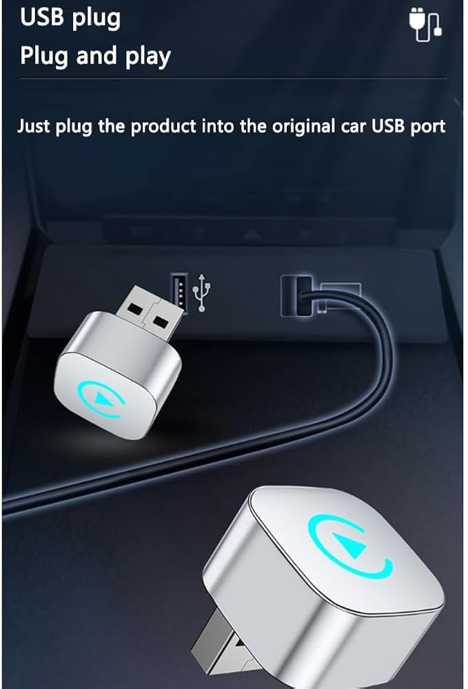 Car Wireless CarPlay Adapter for Ford Explorer 2017 2018 2019 2020 2021 2022 2023 2024 2-in-1 Support Apple CarPlay and Android Auto Mini USB Design Fast Connection Plug and Play