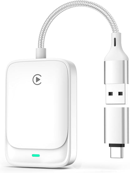 MoKo Wireless CarPlay Adapter for iPhone 2025, Converts Wired Car Play to Wireless Dongle, Plug and Play Fast Response Bluetooth CarPlay Adaptor for iPhone iOS 10+ & Cars with Built-in Car Play, White