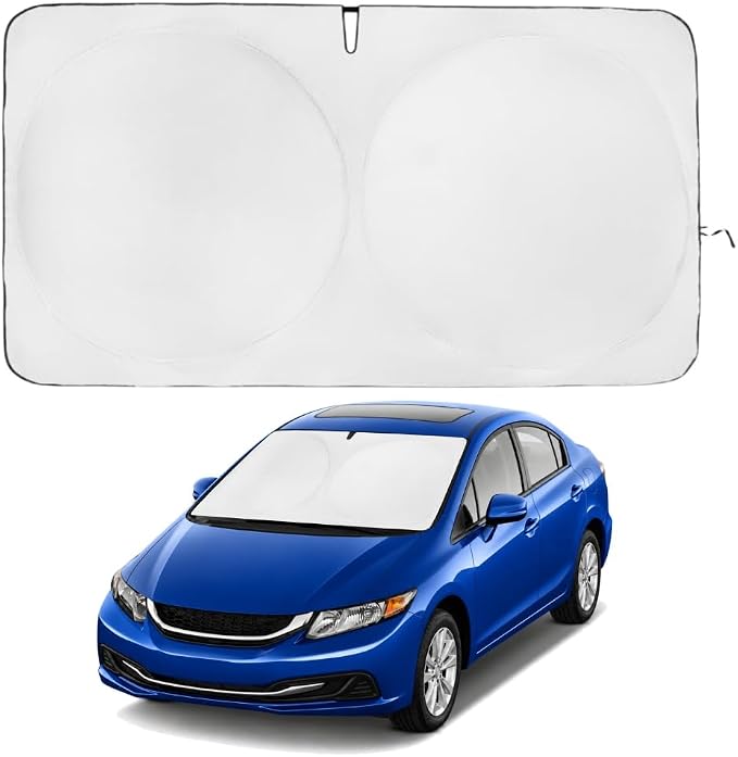 Windshield Sun Shade | Compatible for Honda Civic (2012-2015) | Certified 99.87% UVB & 99.02% UVA Car Sun Shade. Award Winning Sunshade - Patented Technology | Car Shades by Kinder Fluff