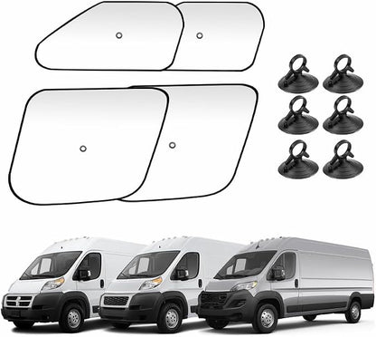 KUST 4-Pack Side Window Sun Shade for 2014-2025 Dodge RAM ProMaster 1500 2500 3500, Interior Accessories Cargo Van Sunshade Full Coverage Window Shades Silver & Black, Sun Shield Blocks UV Rays Heat