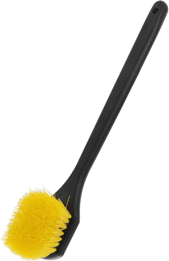 Operitacx Car Tire and Wheel Brush with Long Handle Stiff Nylon Bristles for Car Detailing and Tire Cleaning Yellow Sturdy Rim Scrubber Suitable and Wheel Care