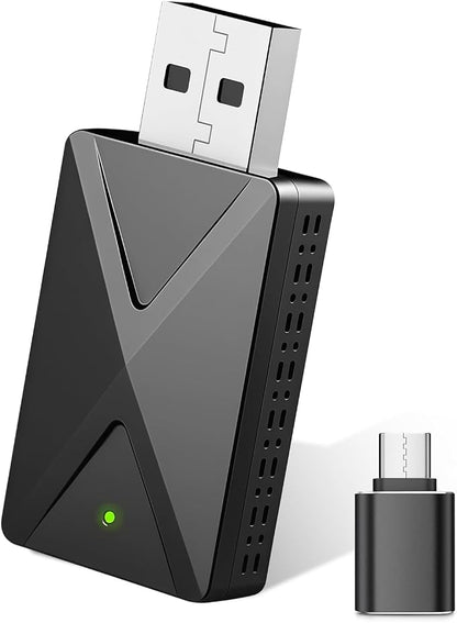 Wireless CarPlay Adapter Convert Factory Wired CarPlay to Wireless, Zero Latency, Mini Plug & Play Design with Stable Connection USB-A/Type-C for iOS 10+ & 2016+ Cars, Black
