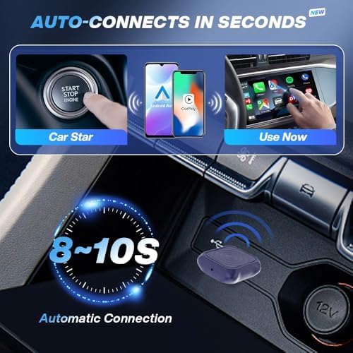 Carlinkit Wireless CarPlay Adapter 2026 MINI - for iPhone & Android Phone, Converts OEM Wired CarPlay to Wireless CarPlay, Converts OEM Wired Android Auto to Wireless Android Auto.