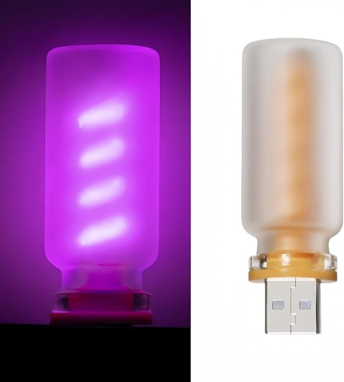 Retro Car Lamp, Touch Adjustment USB LED Car Lights,Plug in USB Automotive Night Lamps,Plug-in Ambient Light, Mini LED Bulb for Automotive,Bedroom,Hallway,Desk,No Pole dimming(Frosted-Purple)