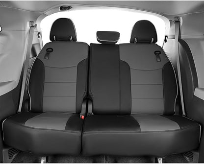 EKR Sienna Seat Covers for 2021-2026 Toyota Sienna XLE,XSE,Limited,Platinum,7 Seats,2nd Row Captain Chairs W/NO Legrest,Seat Covers Full Set for Cars-Leather(Black/Gray)