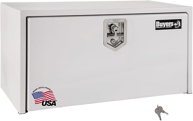 Buyers Products 1702400 Steel Underbody Truck Box, 18x 18x 24 Inch, Job Site Box, Lockable T-Handle Latch, Utility Tool Box, Heavy Duty Storage and Organizer, Made In The USA, White