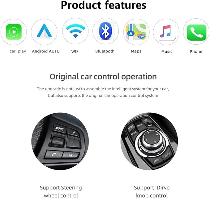Wireless CarPlay Android Auto Retrofit Kit Decoder Box for BMW NBT System 1/2/3/4/5/6/7 Series X3/X4/X5/X6, Support Mirror Link, Camera, GPS, Siri, YouTube, for BWM Accessories