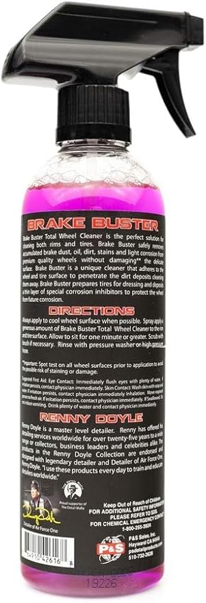 P&S Professional Detail Products - Brake Buster Wheel Cleaner - Non Acid, Removes Brake Dust, Oil, Dirt, Light Corrosion (1 Pint)
