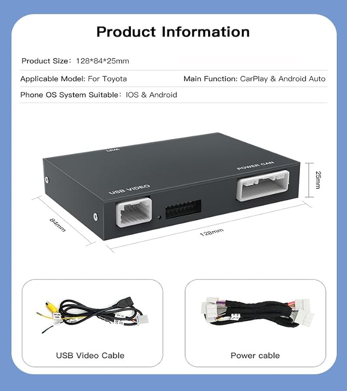 Carplay Android Auto Adapter Wireless Carplay Retrofit Kit Decoder for Toyota Touch2 & Entune2.0 2014-2019 Fit for Corolla/Prius/RAV4/Highlander/Sienna/Tacoma/Yaris/CH-R/Avalon/Tundra/Verso/Camry
