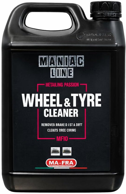 MANIAC LINE MAFRA Wheel and Tyre Cleaner | Two in One for Rims and Tires | Removes Brake Dust and Road Grime | Safe on Alloy Painted and Clear Coated Wheels | Even Wetting | 5 Liters