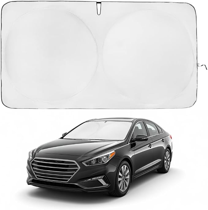 Windshield Sun Shade | Compatible for Hyundai Sonata (2015-2019) | Certified 99.87% UVB & 99.02% UVA Car Sun Shade. Award Winning Sunshade - Patented Technology | Car Shades by Kinder Fluff