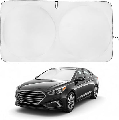 Windshield Sun Shade | Compatible for Hyundai Sonata (2015-2019) | Certified 99.87% UVB & 99.02% UVA Car Sun Shade. Award Winning Sunshade - Patented Technology | Car Shades by Kinder Fluff
