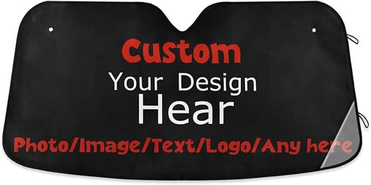 Custom Car Sun Visor Personalized Windshield Sun Shade Blocks UV Rays Visor Protector Accordion Folding Sun Reflector Auto Sunshade for Car Truck SUV to Keep Your Vehicle Cool