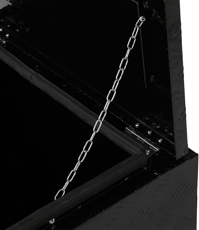 24“L x 17" W x 18" H Aluminum Underbody Truck Toolbox with Lock | Waterproof Square Truck Storage Organizer Chest for Pick Up Truck Bed, RV Trailer,Black,Tool Box with Lock