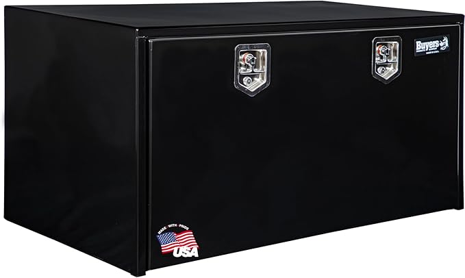 Buyers Products 1704315 Black Steel Underbody Truck Tool Box – 24 x 24 x 60 Inch - Truck Bed & Underbelly RV Storage Box, Locking T-Latch, Weather-Resistant, Heavy-Duty Flatbed Job Box, Made in USA