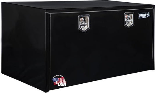 Buyers Products 1704315 Black Steel Underbody Truck Tool Box – 24 x 24 x 60 Inch - Truck Bed & Underbelly RV Storage Box, Locking T-Latch, Weather-Resistant, Heavy-Duty Flatbed Job Box, Made in USA