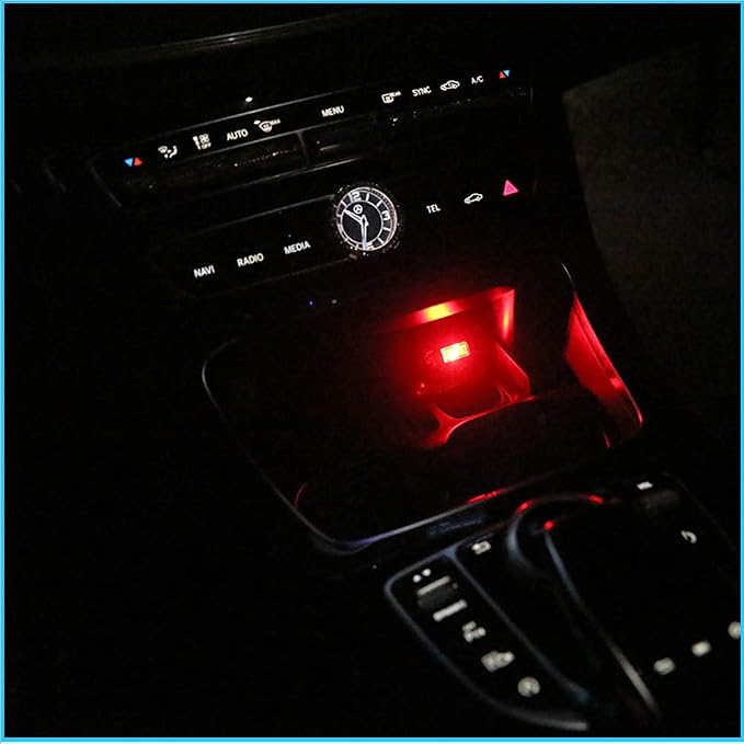 BukNikis USB Car LED Atmosphere Lights Mini LED Ambient Kit Car Accessories Lighting Universal (Red, 2 PCS)
