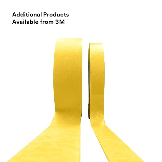 3M Automotive Refinish Masking Tape, 36 mm x 55 m, Yellow, 24 Pack – High-Performance Tape for Precise Auto Painting and Detailing
