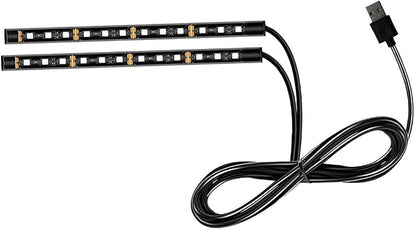 Ohleats Car LED Strip Light, 24 LED RGB Auto Interior Atmosphere Lights, USB Vehicle Under Dash Ambient Night Light Strip, Interior Decorative Lamp Lighting Kit Car Accessories (Pink Purple)