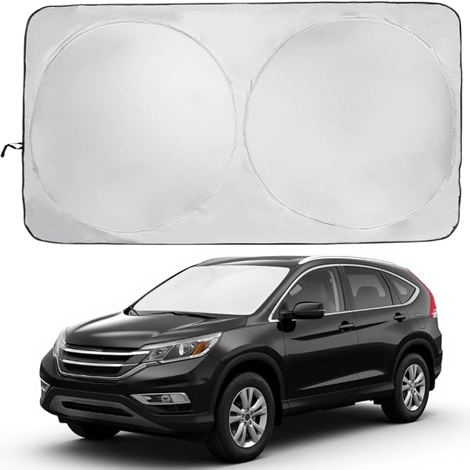 Windshield Sun Shade | Compatible for Honda CRV (2012-2016) | Certified 99.87% UVB & 99.02% UVA Car Sun Shade. Award Winning Sunshade - Patented Technology | Car Shades by Kinder Fluff