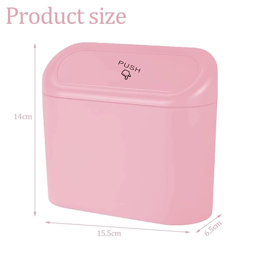 Car Trash Can, Mini Trunk Push Hanging Portable Car Bin with 2 roll Disposable Trash Bag for Vehicle Home, Office. (Car Trash can Pink)