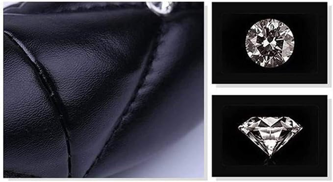 KAFEEK Diamond Soft Leather Steering Wheel Cover with Bling Bling Crystal Rhinestones, Universal 15 inch Anti-Slip, Car Interior Accessories for Women Girls, Black