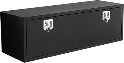 Black Steel Underbody Truck Box, Pickup Storage Box, Heavy Duty Diamond Plate Tool Box with Lock and Keys, Waterproof Trailer Storage Box (48" x 13" x 16"-Black)