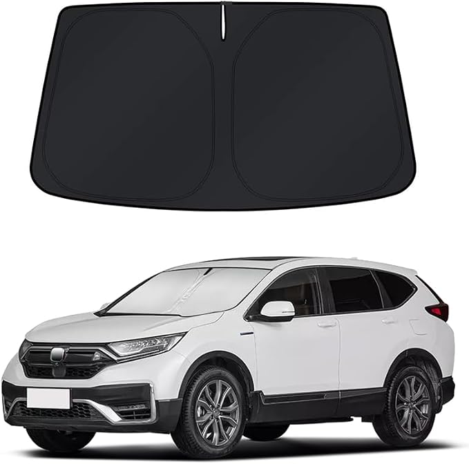 Custom Fit Windshield Sun Shade for Honda CRV CR-V 2017-2022 | Custom Fit Windshield Cover, Blocks UV Rays, Double-Layer Heat Shield, Durable Frame, Easy Fold & Storage