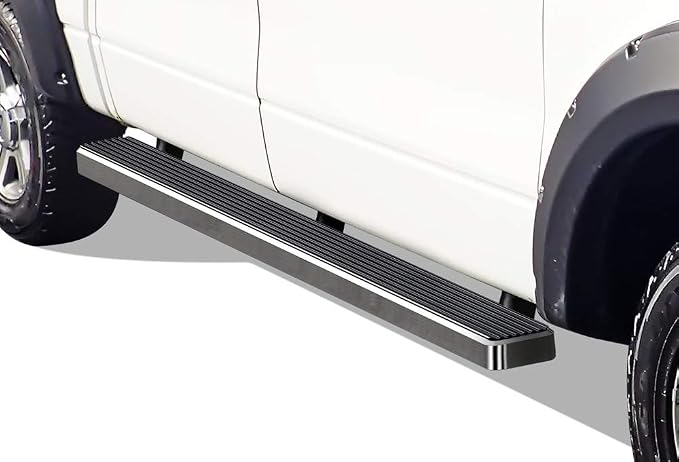 APS 304 Stainless Steel Polished 5in Silver Running Boards Compatible with Ford F150 2004-2008 SuperCrew Cab (Exclude 04 Heritage Edition) (Nerf Bars Side Steps)