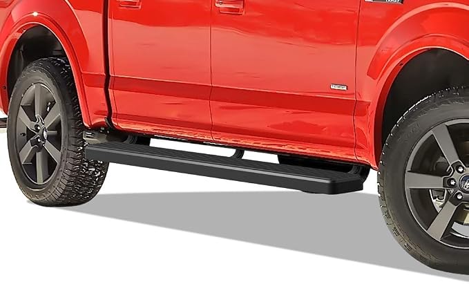 APS 6in Stainless Steel Black Running Boards Compatible with Ford F150 2015-2026 SuperCrew Cab & F150 Lightning 2022-2026 & F-250 F-350 Super Duty 2017-2026 Crew Cab (Nerf Bars Side Steps)