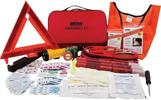 Emergency Roadside Kit, 11-Piece Set with 2 Carrying Cases, 3 Flares, Safety Vest, Combination Tool, Emergency Blanket, First Aid, Flashlight, Jumper Cables